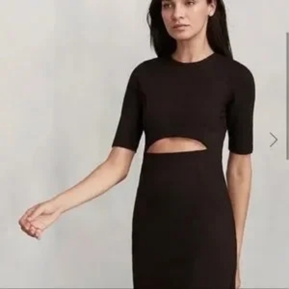 Reformation Black Evita Keyhole Cutout Stretch Midi Dress Size 4 - Picture 2 of 5